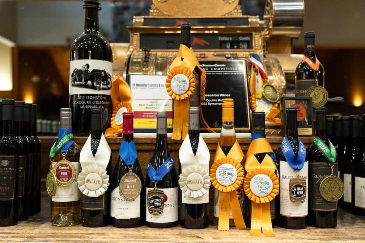 some of the award winning wines poured at Ironstone Vineyards