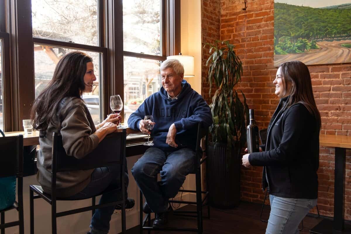 Guests at the Berryessa Gap downtown Winters tasting room