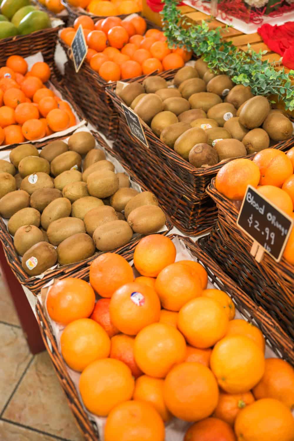 citrus and kiwis on display at Resendiz fruit barn