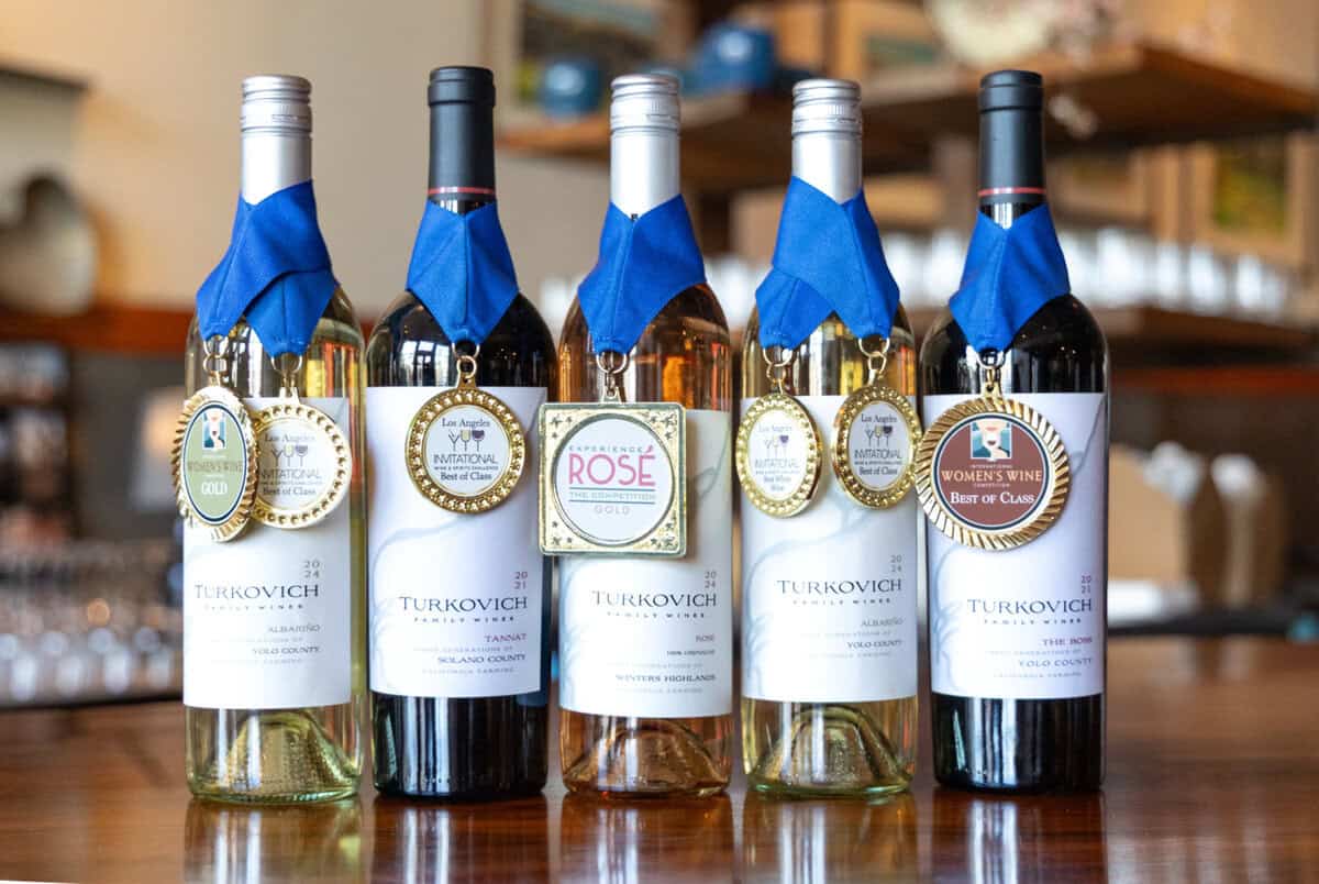 some of the award-winning wines at Turkovich Family Wines