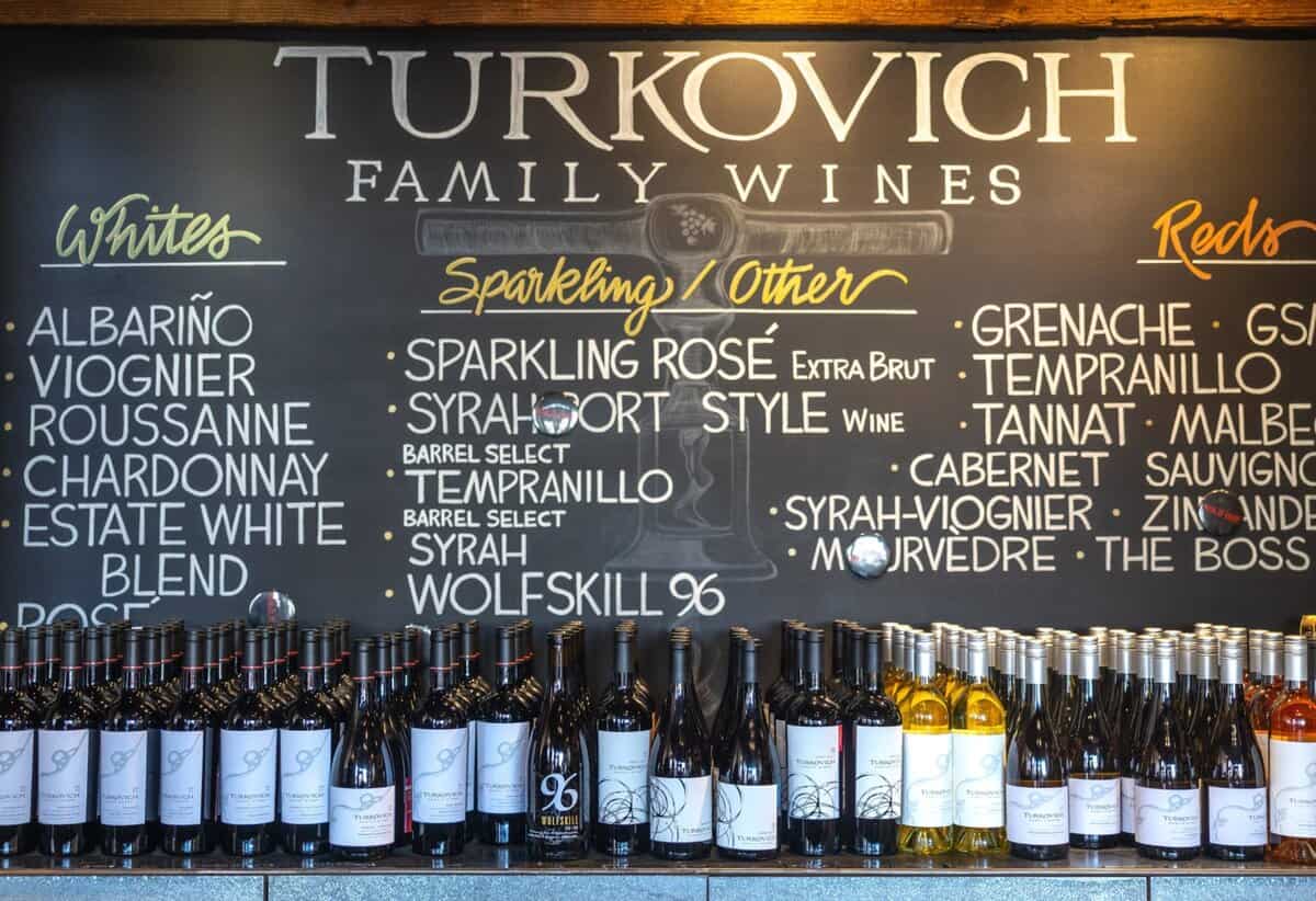 A selection of the wines produced at Turkovich Family Wines