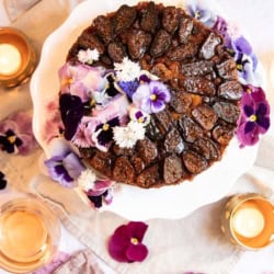 Looking down on dried fig cake.
