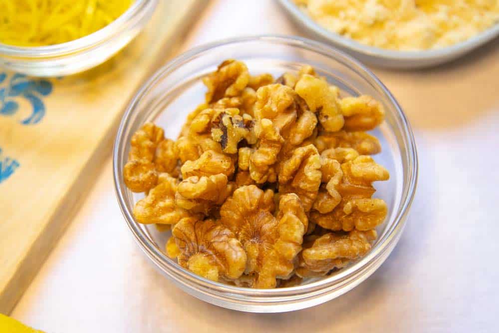 A bowl of walnuts.