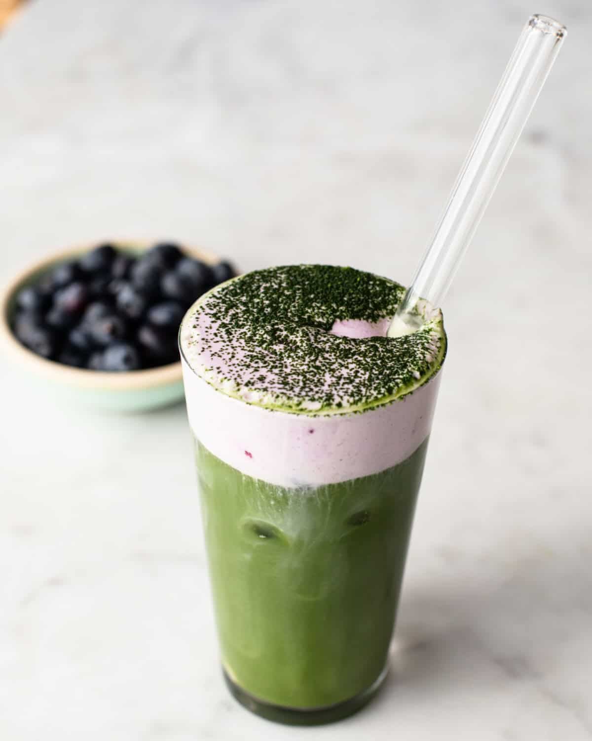 Salted cardamom blueberry matcha cloud milk