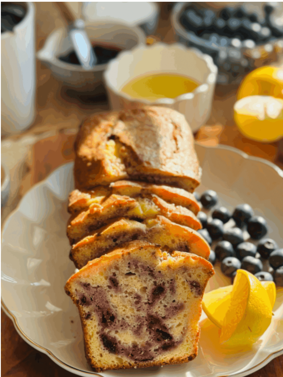 blueberry swirled loaf cake