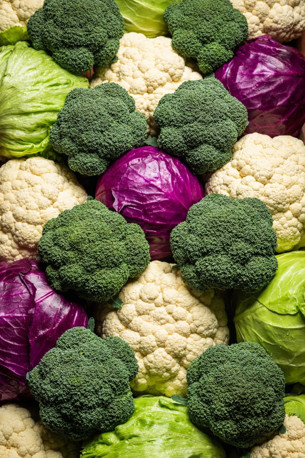 cauliflower broccoli and cabbage