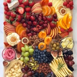 Full colorful cheeseboard.