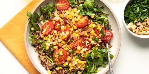 A Summer Sweet Corn Salad with Tomatoes and Wild Rice