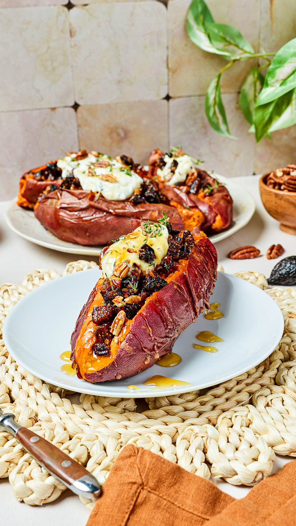 An Easy Recipe for Fig + Nut Stuffed Sweet Potato