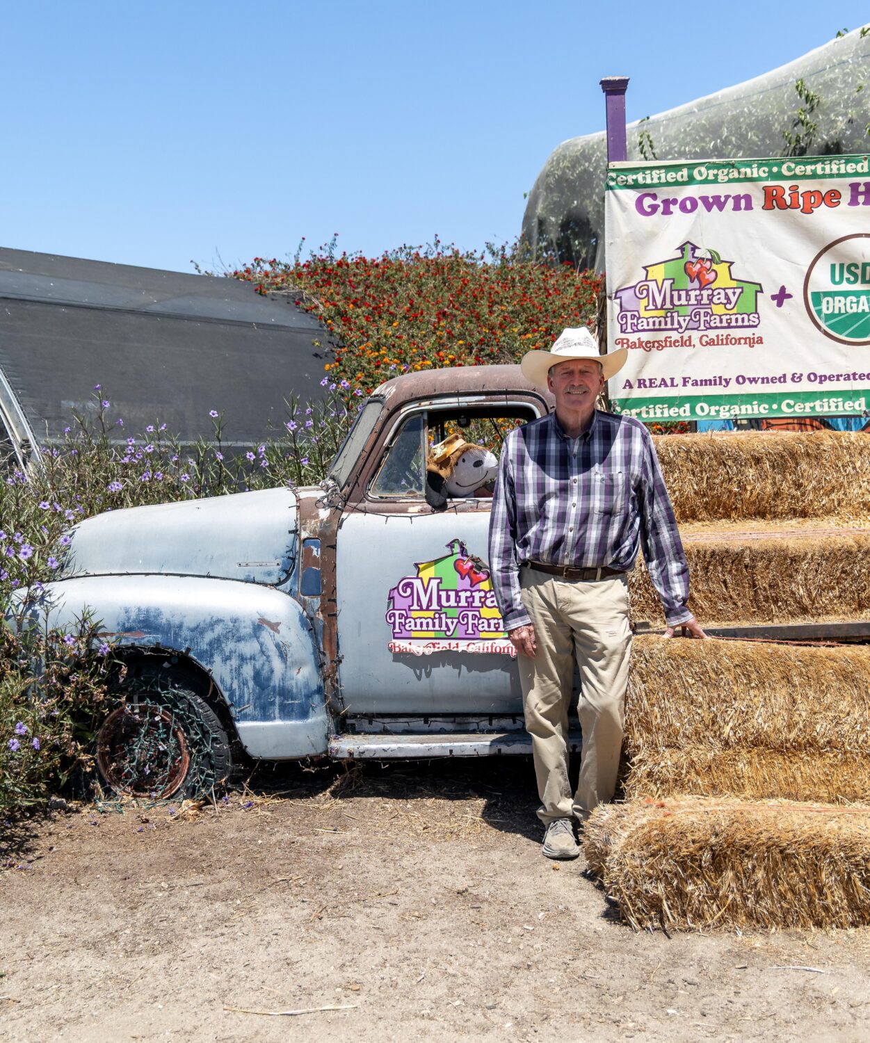 Steve Murray from Murray Family Farms next to an old pick up truck