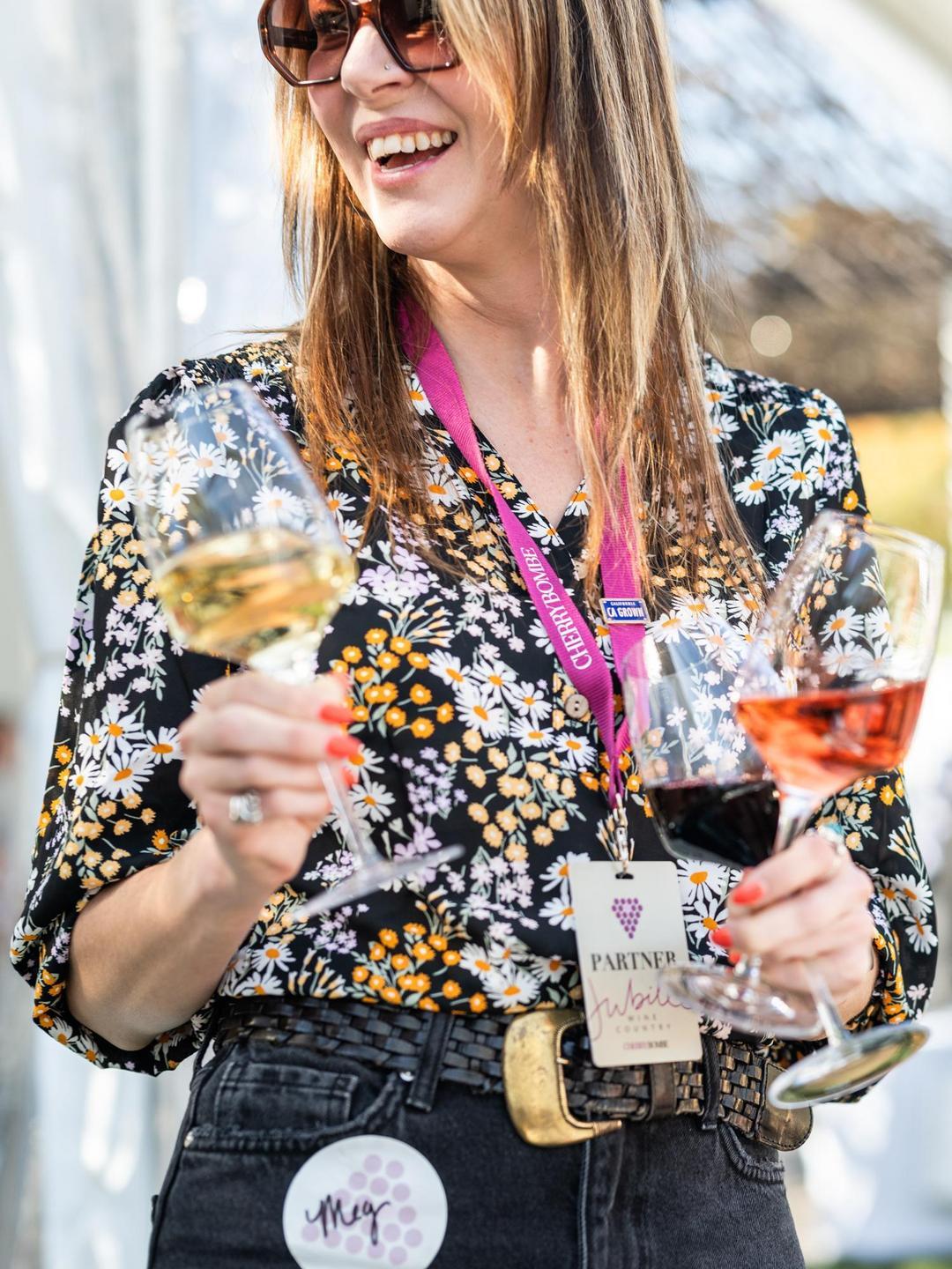 Woman enjoying California Wines at Cherry Bombe Farmers & Makers