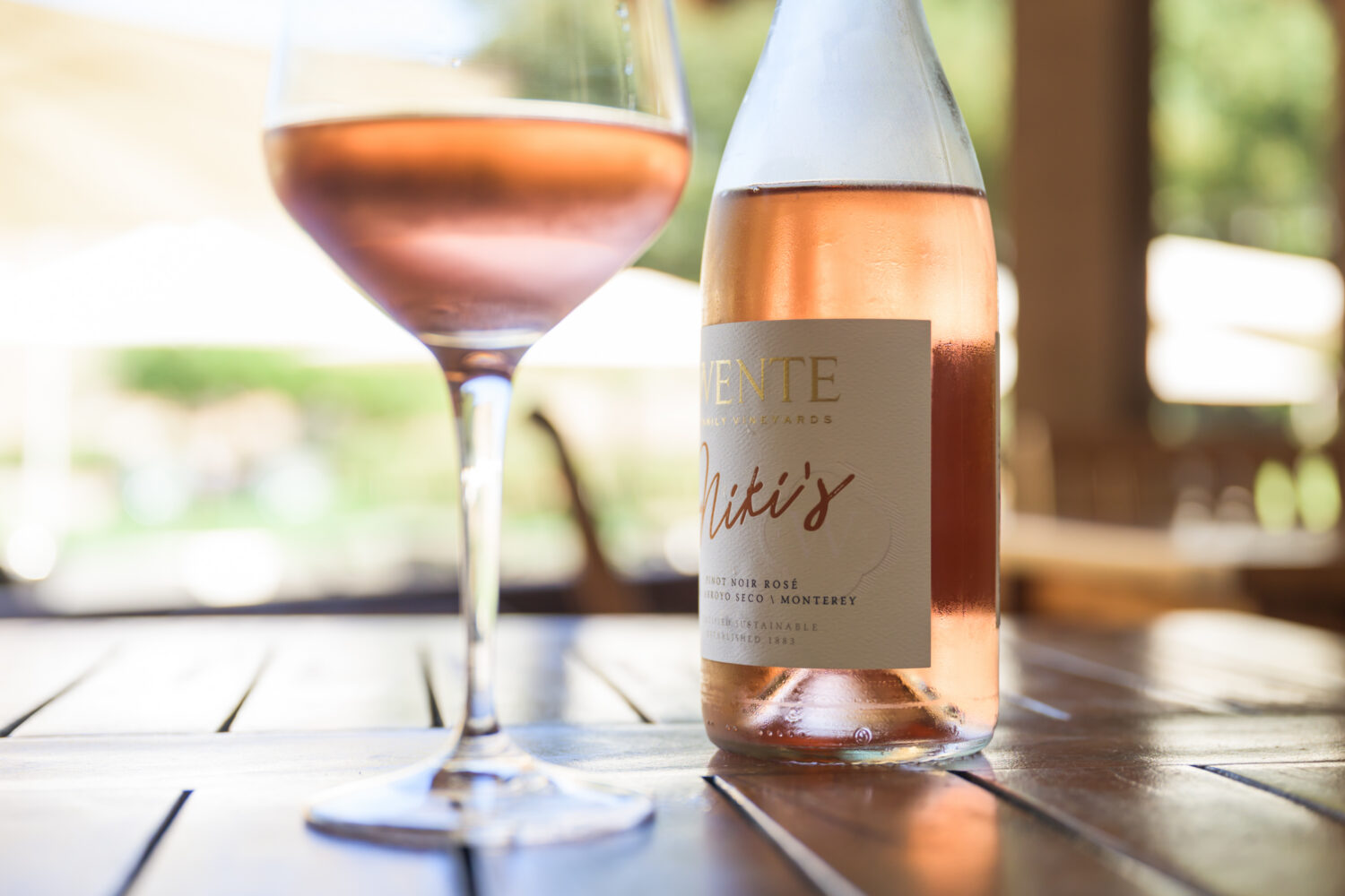 glass of Niki's Rose at the Wente's restaurant
