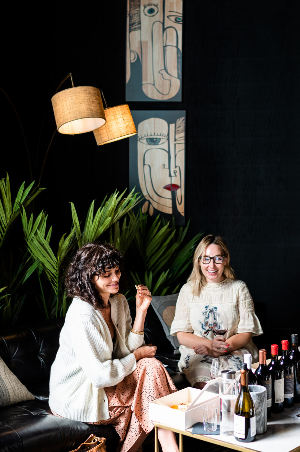 Two women wine tasting Hope Family wines at Farmers & Makers welcome party 